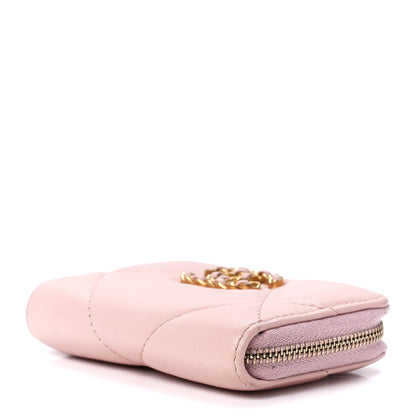 Chanel Lambskin Quilted 19 Zip Around Coin Purse Wallet Light Pink 9 of 12