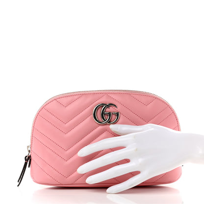 Gucci Calfskin Matelasse Large GG Marmont Pouch Cosmetic Case Wild Rose 2 of 8