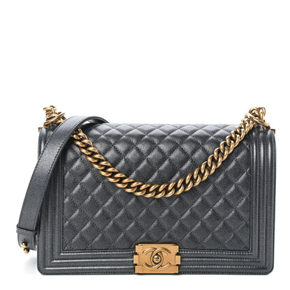 Chanel Metallic Calfskin Quilted New Medium Boy Flap Dark Grey 1 of 10