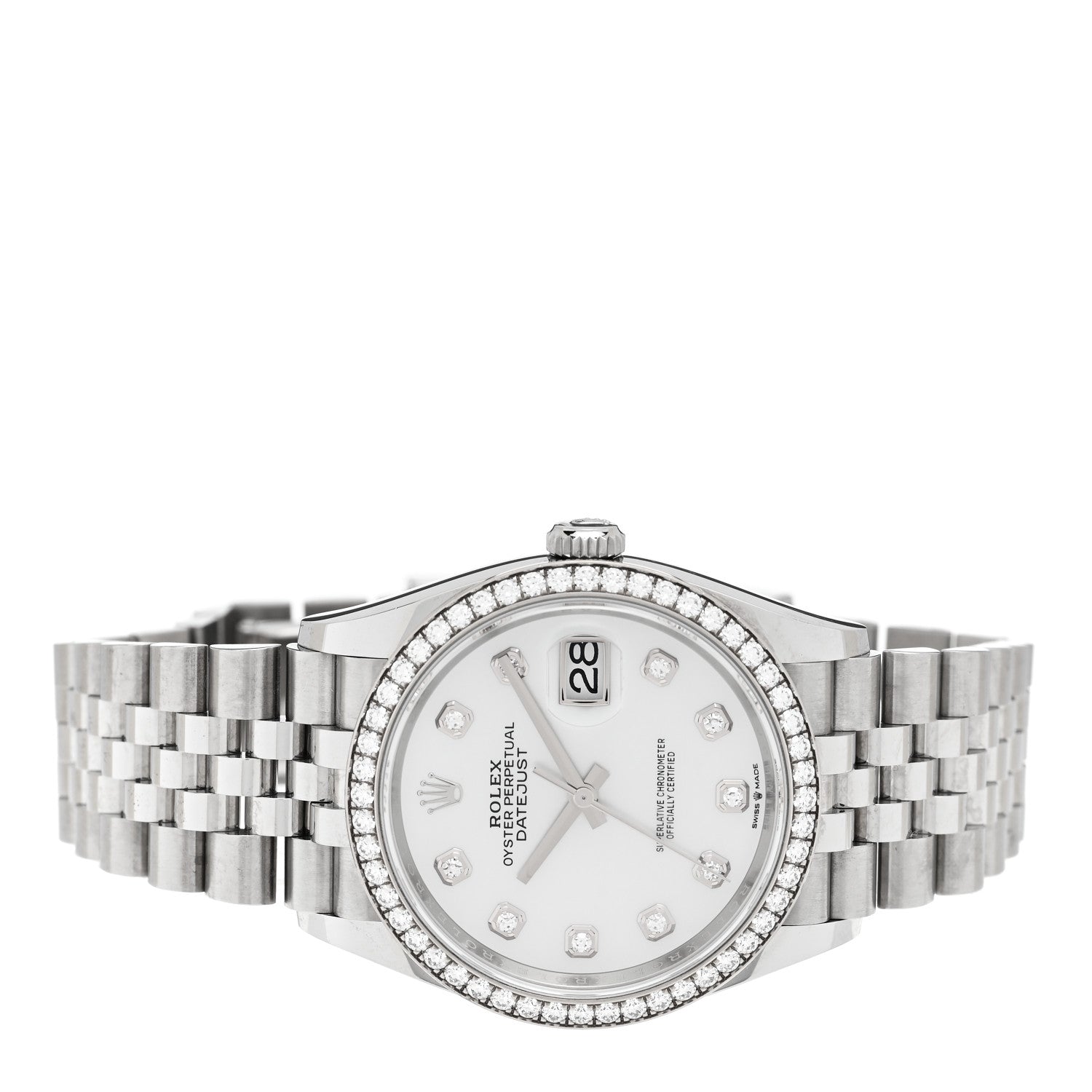 Rolex Stainless Steel 18K White Gold Diamond Bezel Mother of Pearl 36mm Oyster Perpetual Datejust Watch 126284RBR 2 of 6