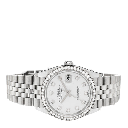 Rolex Stainless Steel 18K White Gold Diamond Bezel Mother of Pearl 36mm Oyster Perpetual Datejust Watch 126284RBR 2 of 6