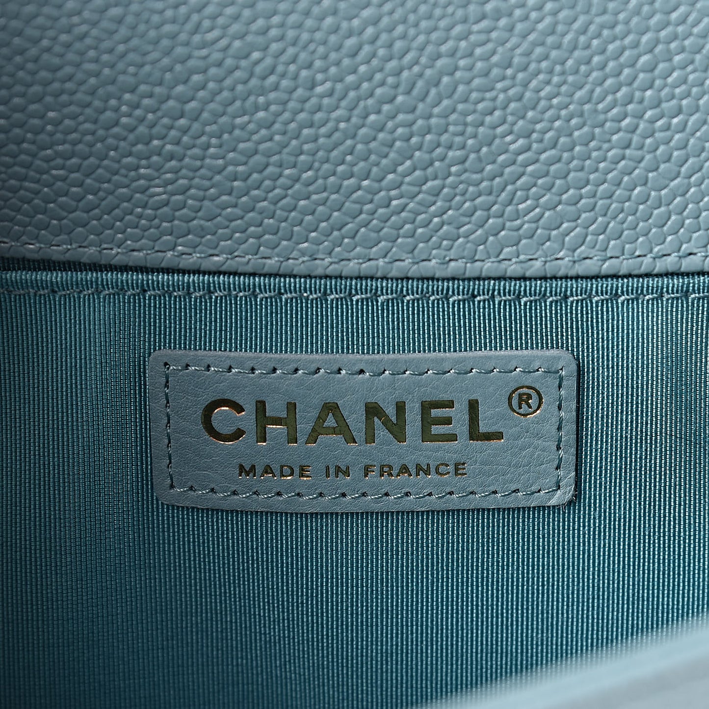 Caviar Quilted Medium Boy Flap Light Blue