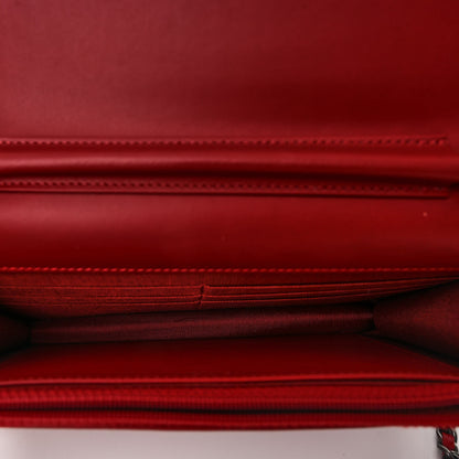 Chanel Glazed Calfskin Quilted Coco Boy Wallet On Chain WOC Red 5 of 11