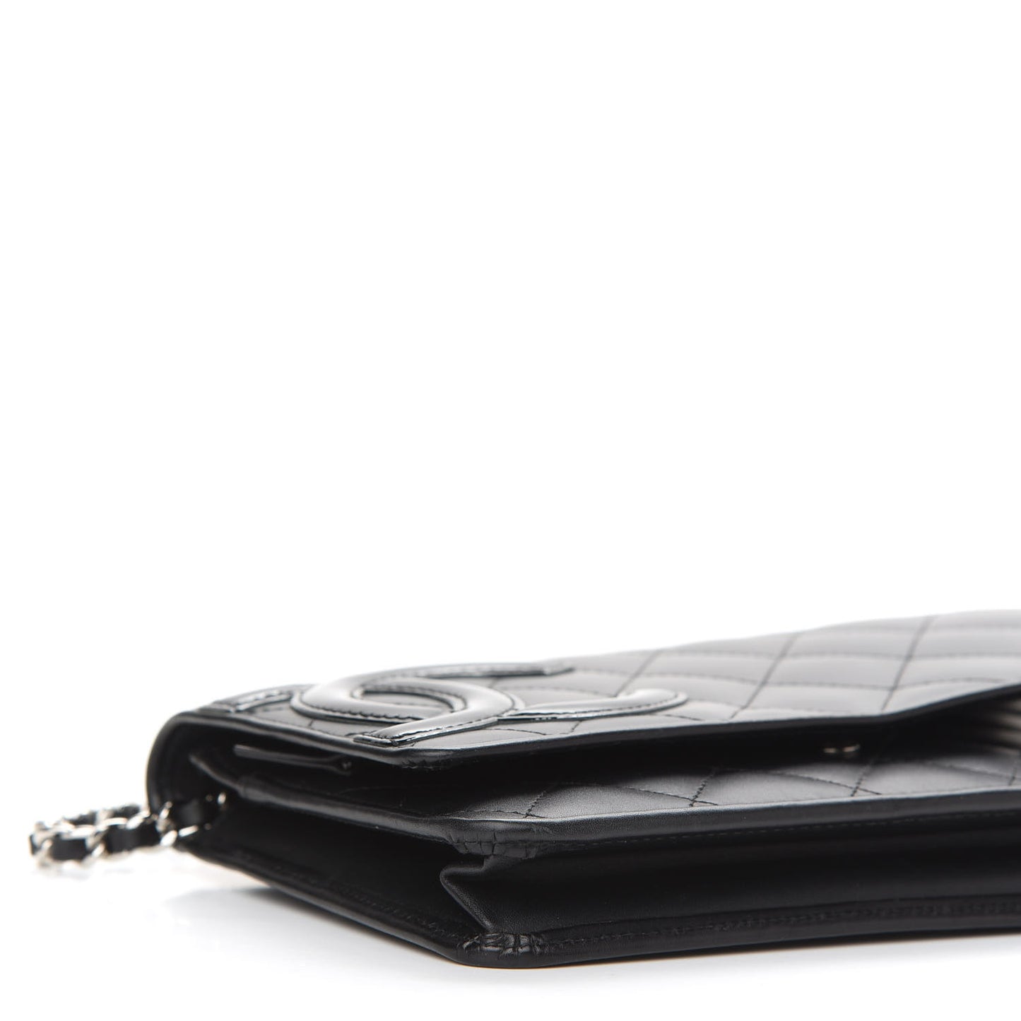 Calfskin Quilted Cambon Wallet On Chain WOC Black