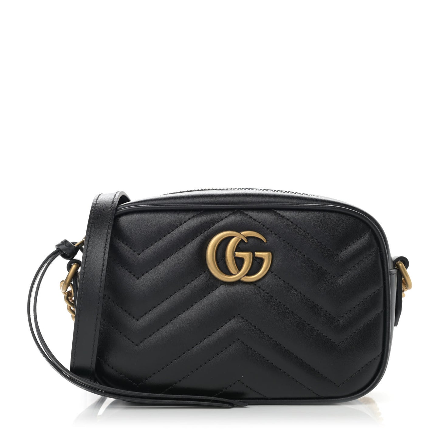 Calfskin Matelasse Mini GG Marmont Chain Shoulder Bag Black