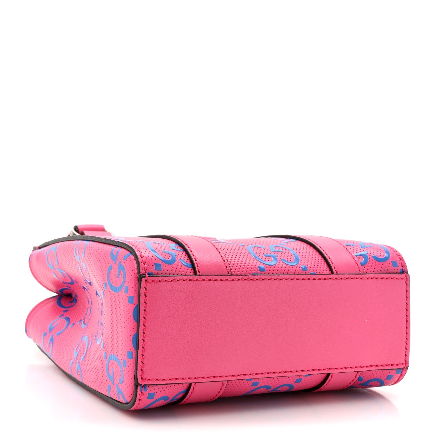 Gucci alfskin GG Tennis Bi-Color Embossed Mini Tote Bag Modern Fuchsia Modern Blue 4 of 12