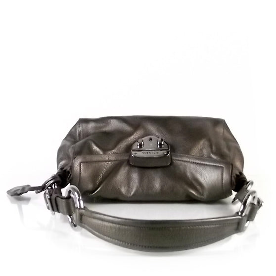 Leather Pushlock Flap Shoulder Bag