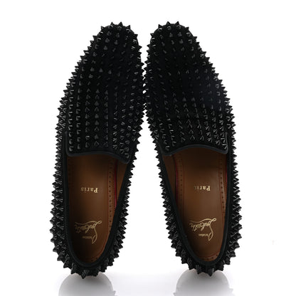 Christian Louboutin Veau Velours Spikes Mens Dandelion Flat Loafers 43.5 Black 2 of 8
