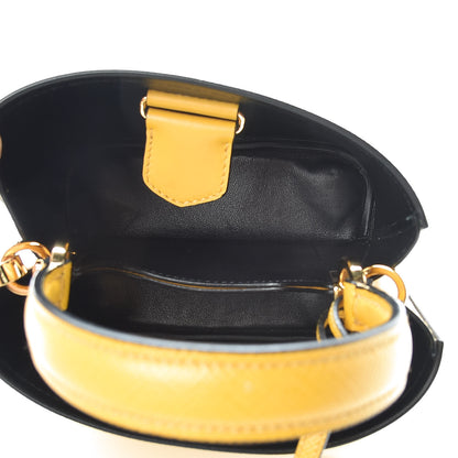 Prada Saffiano Cuir Calfskin Small Panier Bucket Bag Soleil Black 5 of 11