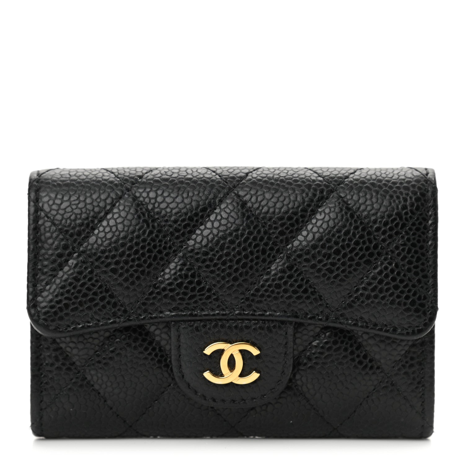 Chanel Caviar Quilted Flap Card Holder Wallet Black 1 of 9
