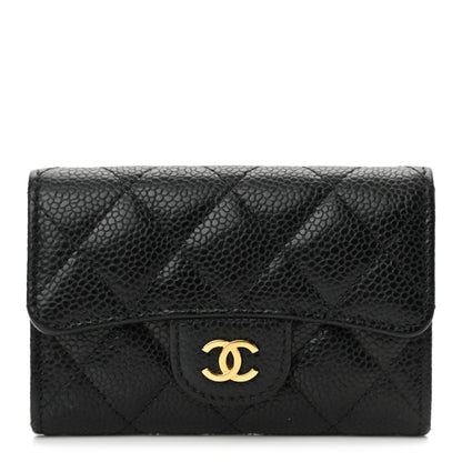 Chanel Caviar Quilted Flap Card Holder Wallet Black 1 of 9