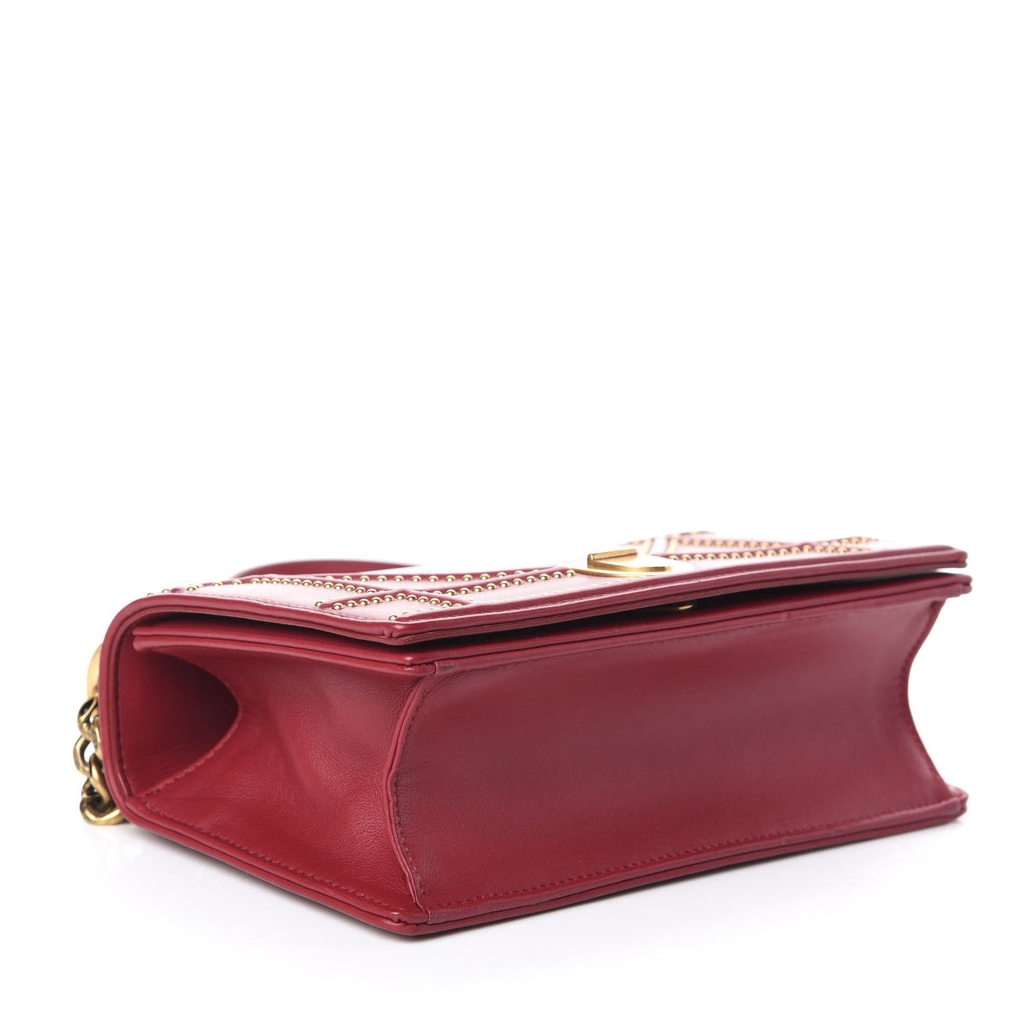 Calfskin Studded Small Diorama Flap Bag Burgundy