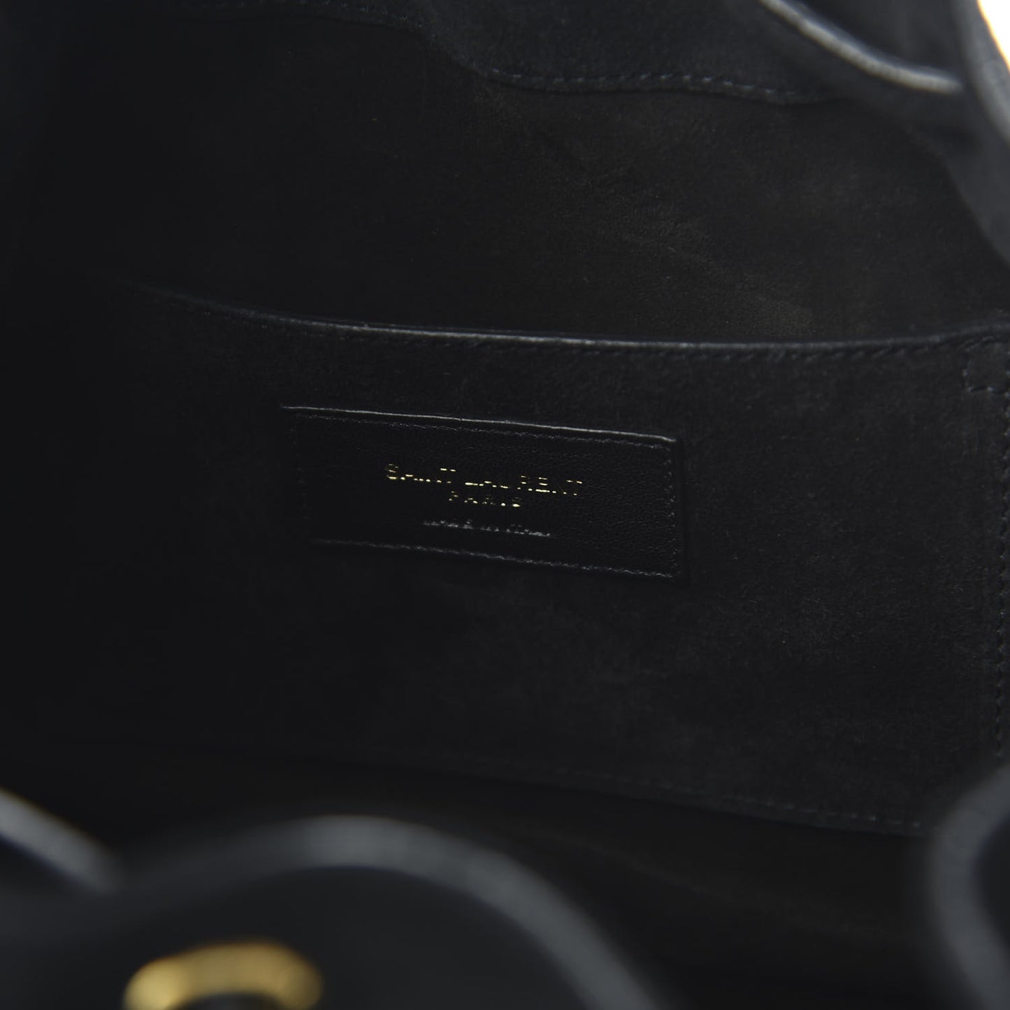 Suede Calfskin Small Emmanuelle Fringe Bucket Bag Black