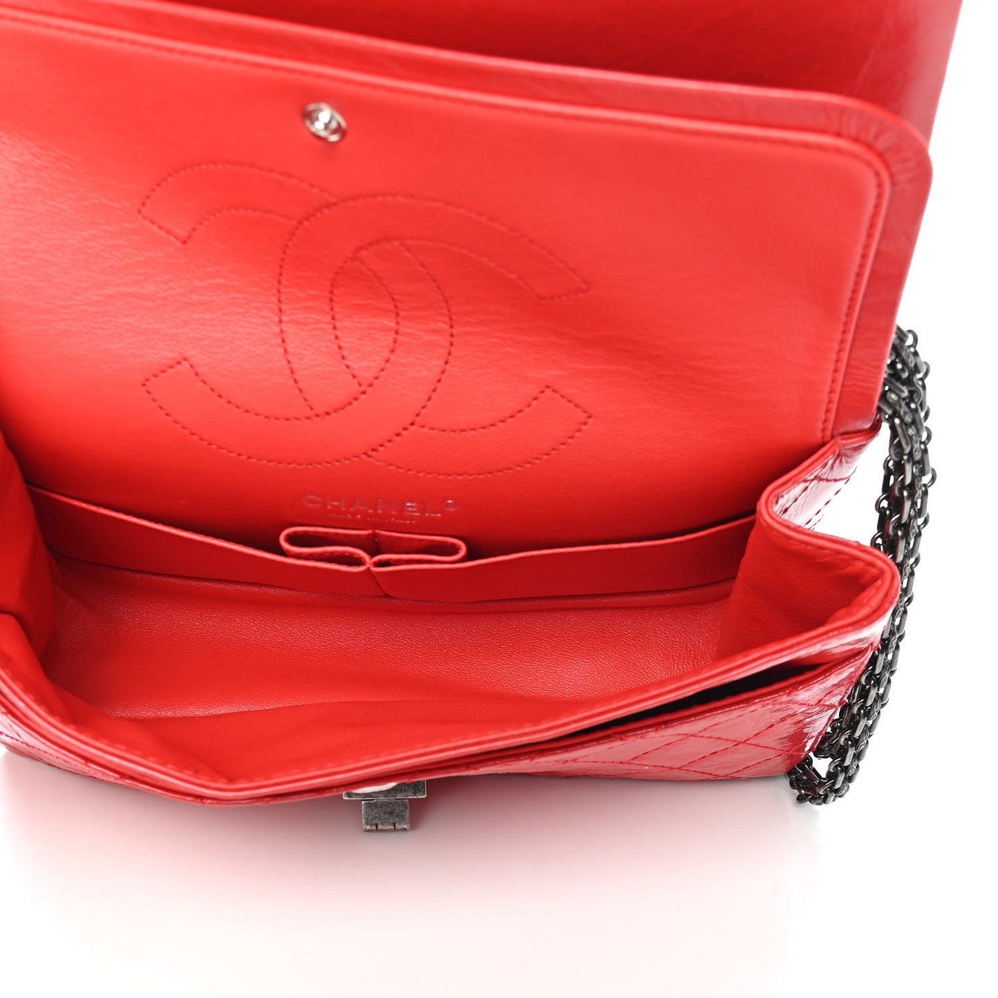 Aged Glazed Calfskin Quilted 2.55 Reissue 225 Flap Red