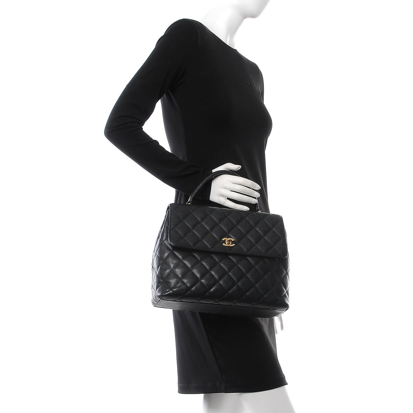 Caviar Quilted Jumbo Kelly Flap Black