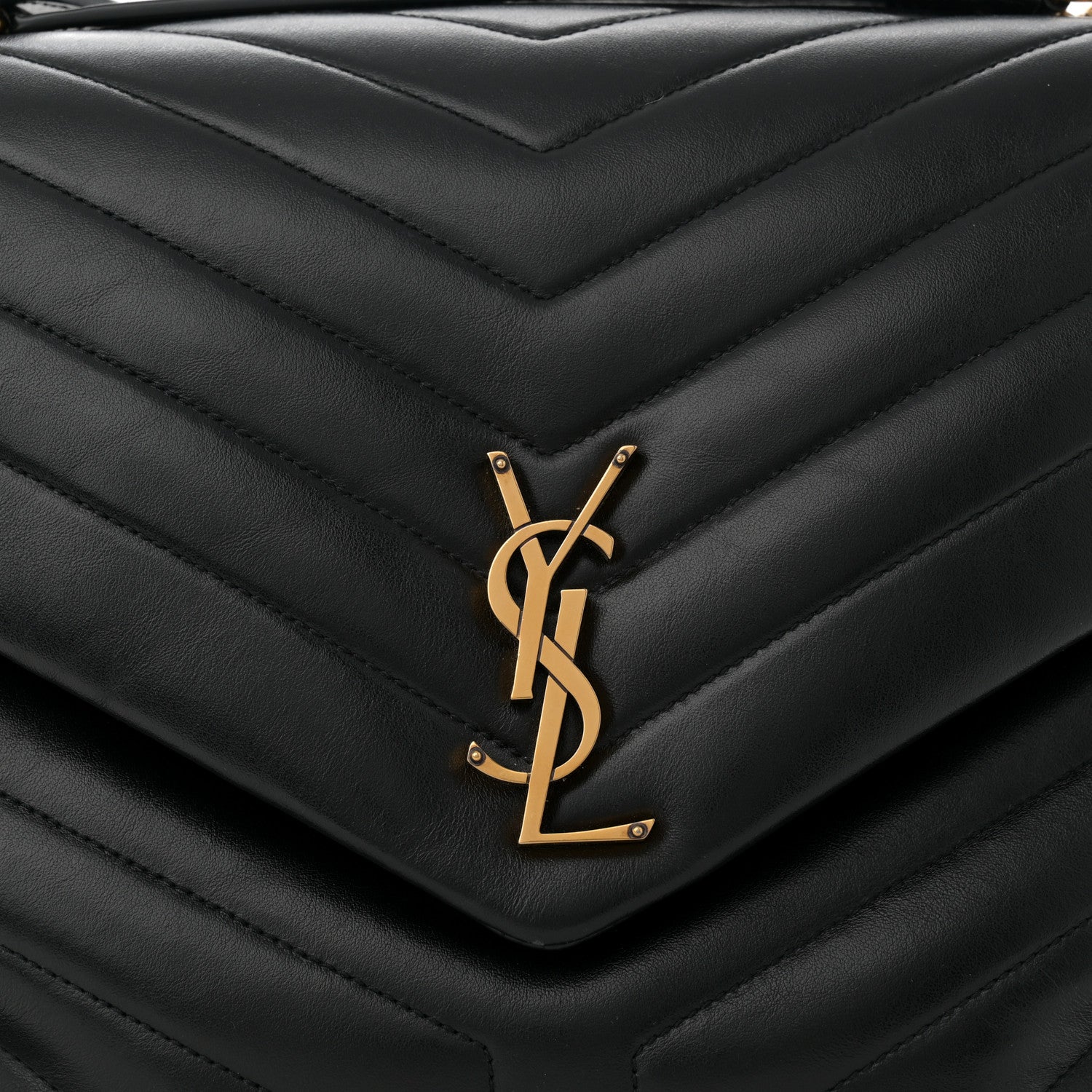 Saint Laurent Calfskin Y Quilted Monogram Large Loulou Chain Satchel Black 8 of 14