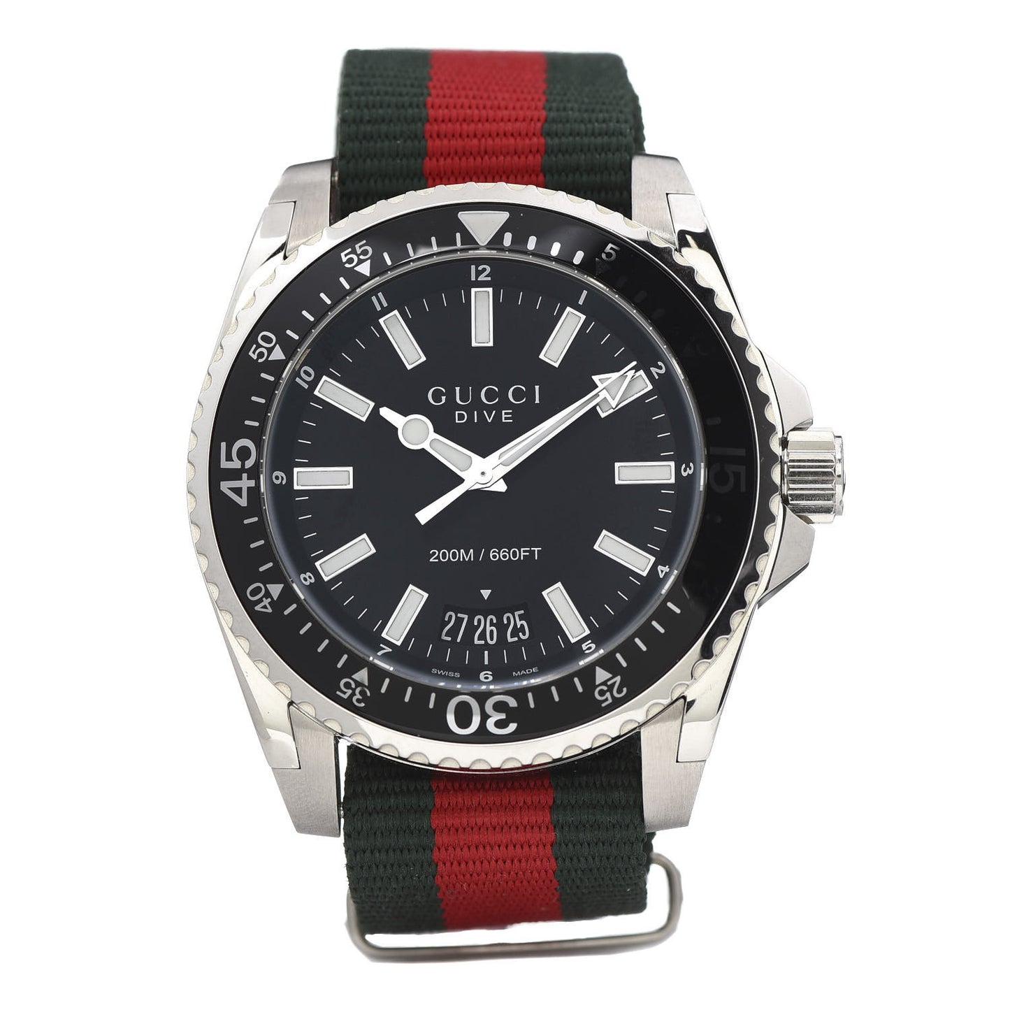 Stainless Steel Nylon 45mm Dive Quartz Watch Black