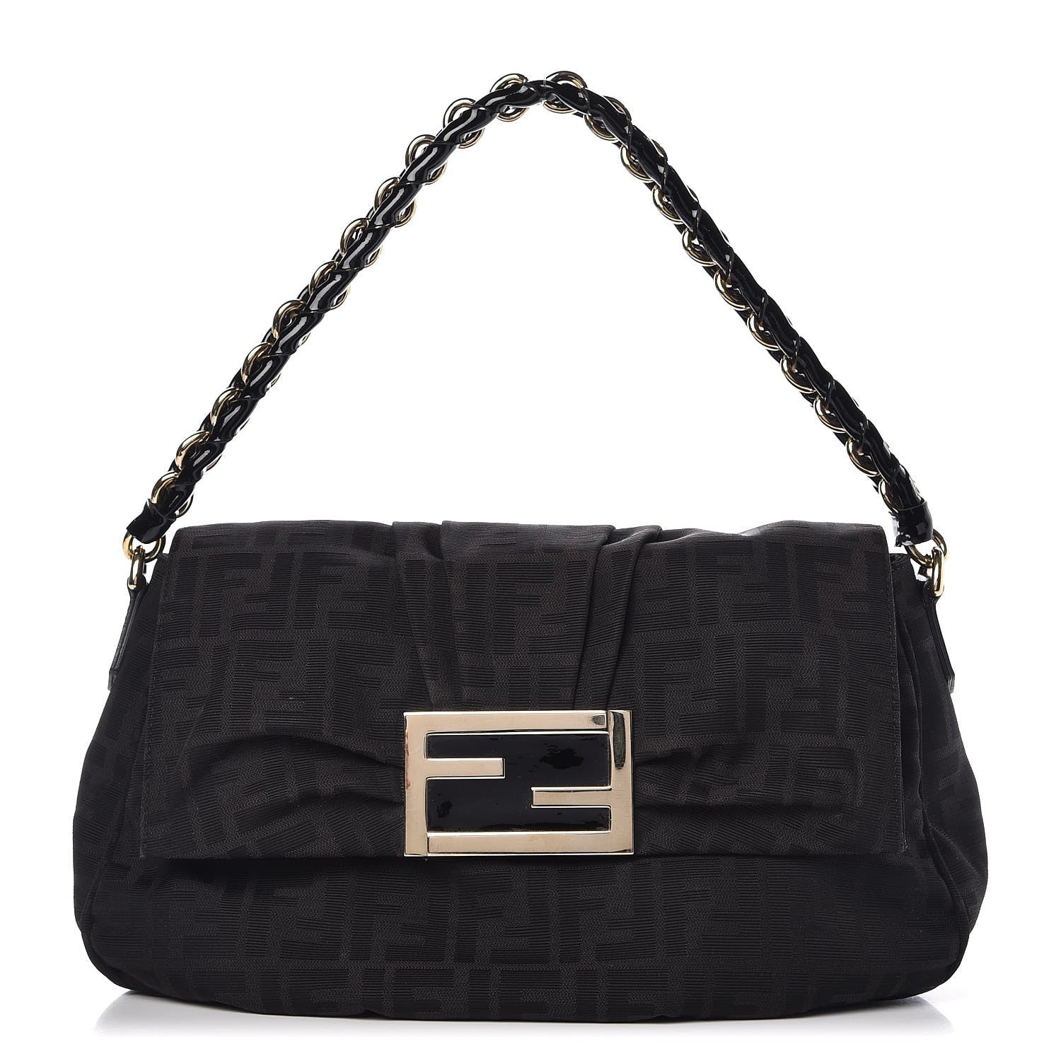 Fendi Zucca Enamel Mia Shoulder Flap Black 1 of 14
