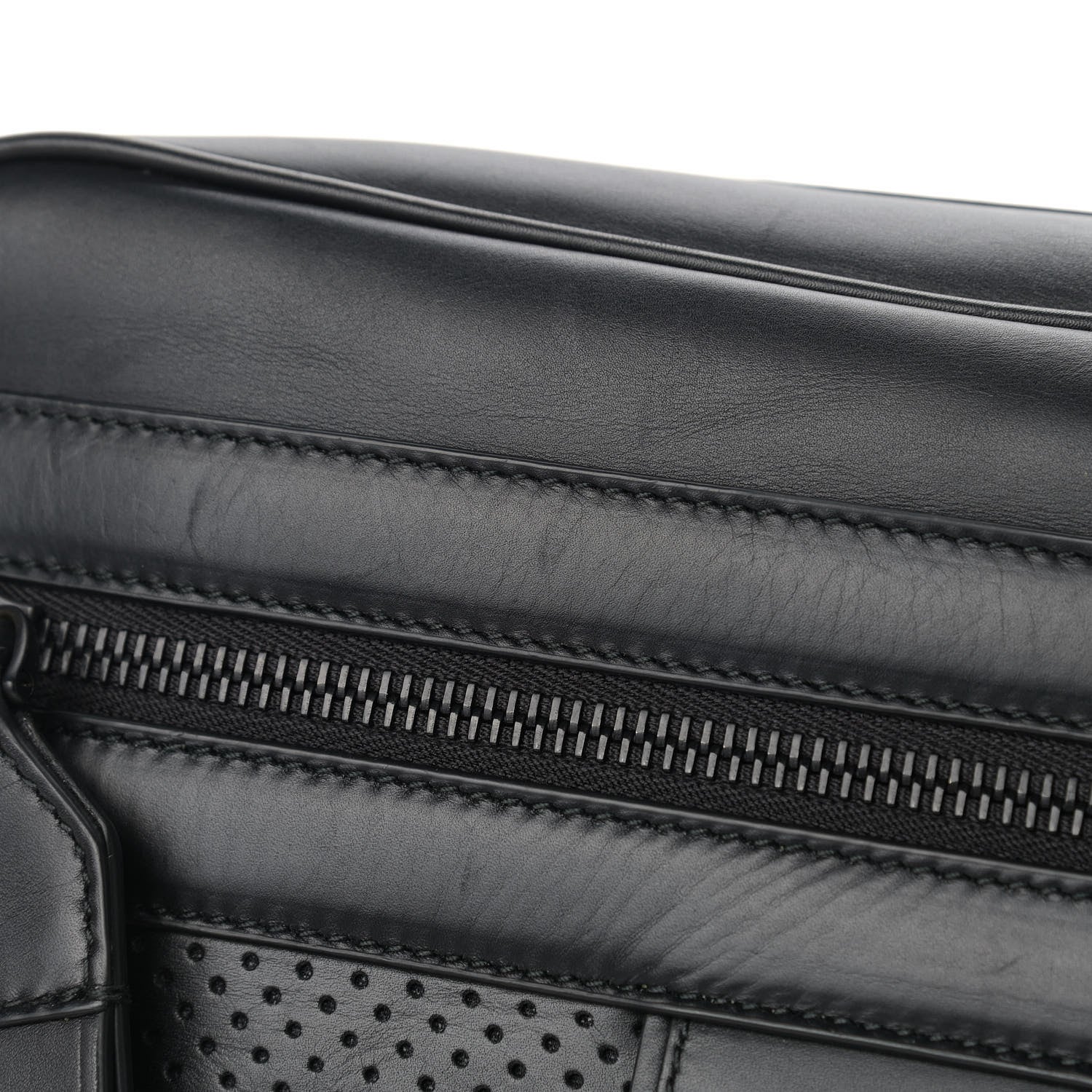 Bottega Veneta Perforated Calfskin Leggero Intrecciato Belt Bag Black 12 of 13