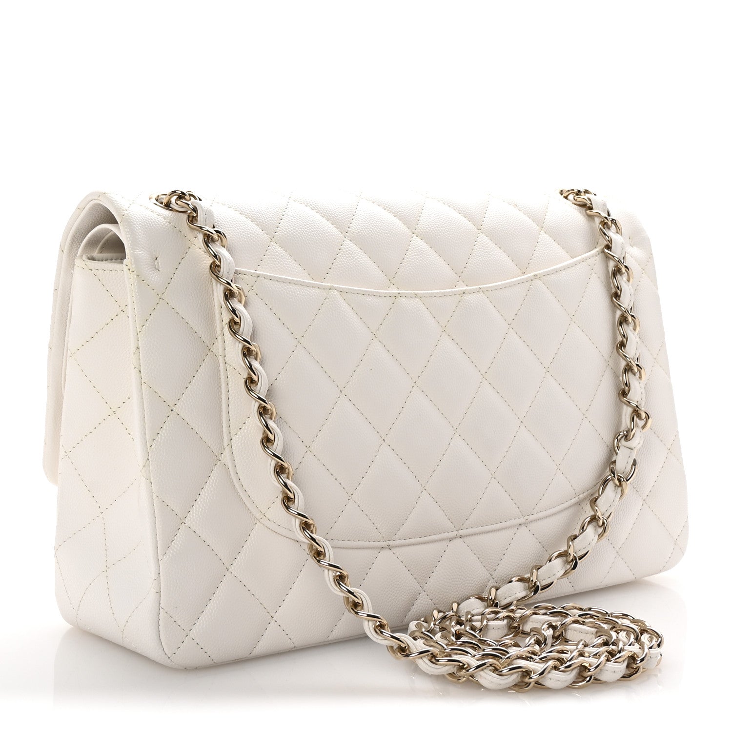 Chanel Caviar Quilted Jumbo Double Flap White 3 of 10