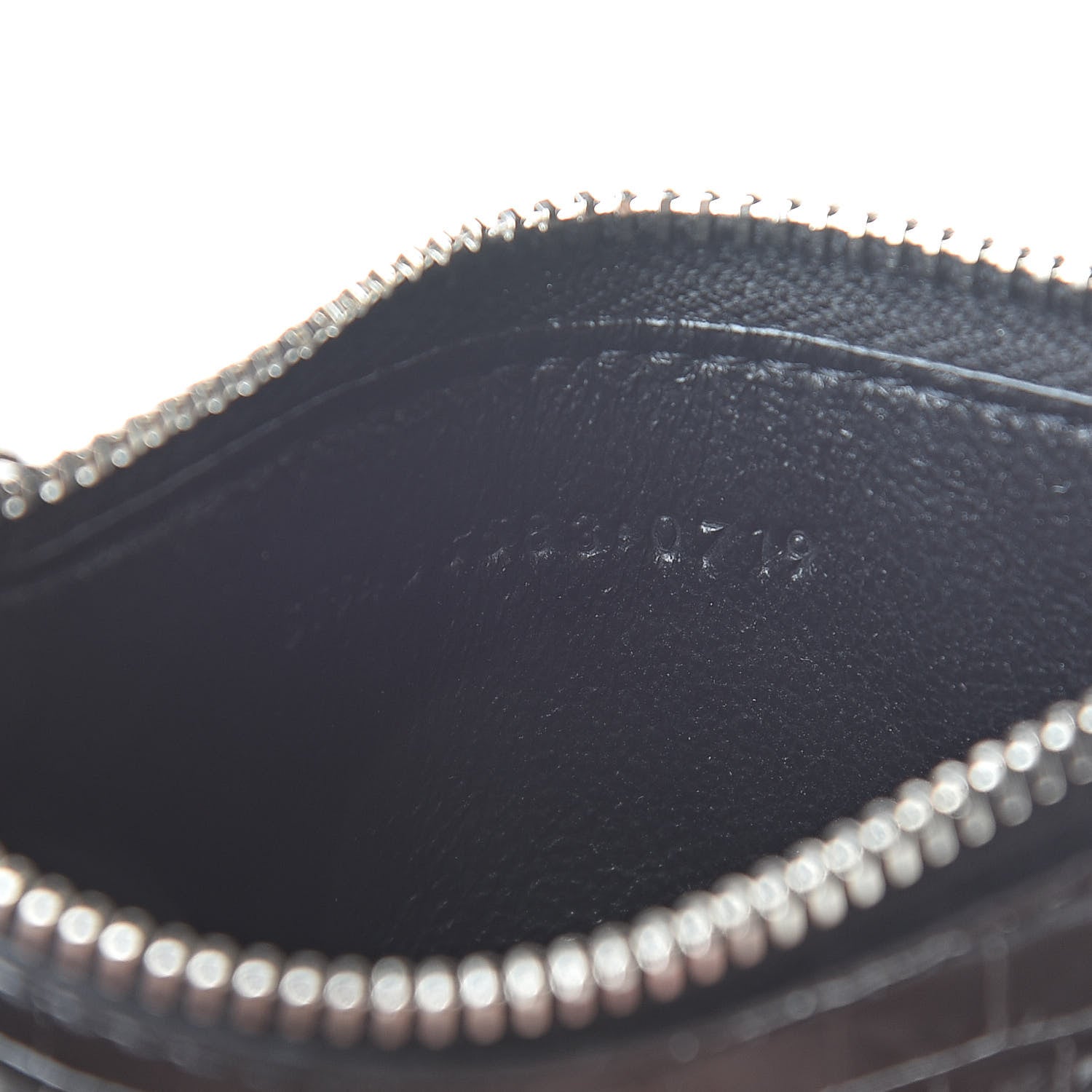 Saint Laurent Calfskin Crocodile Embossed 5 Fragments Zip Pouch Card Holder Black 7 of 8