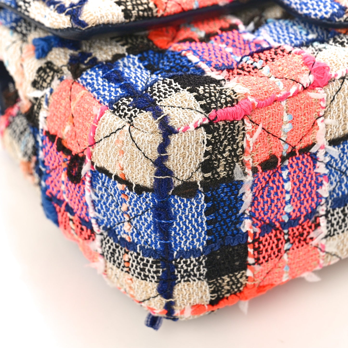 Tweed Quilted Mini Rectangular Flap Blue Orange Yellow