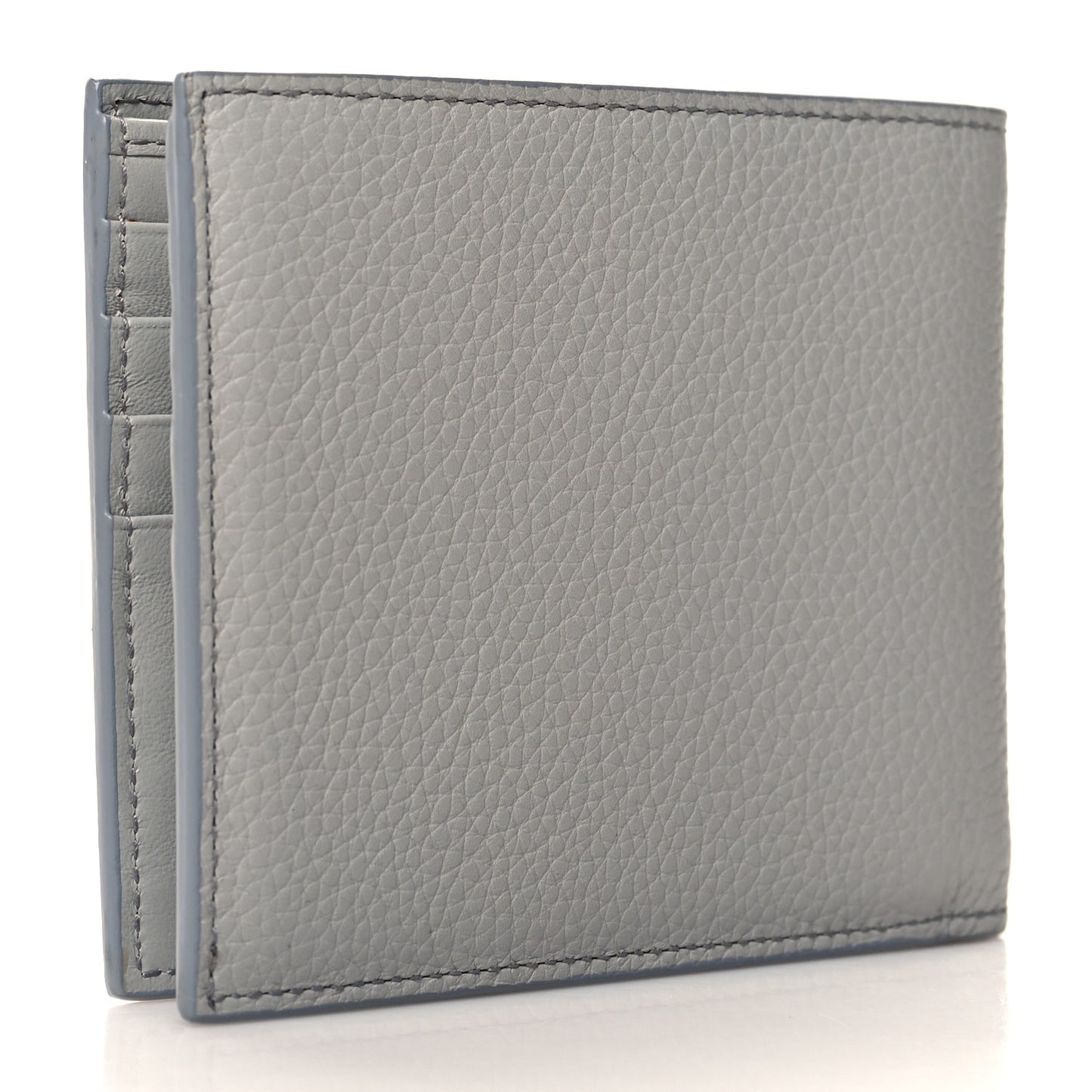Grained Calfskin CD Icon Bifold Wallet Deep Grey