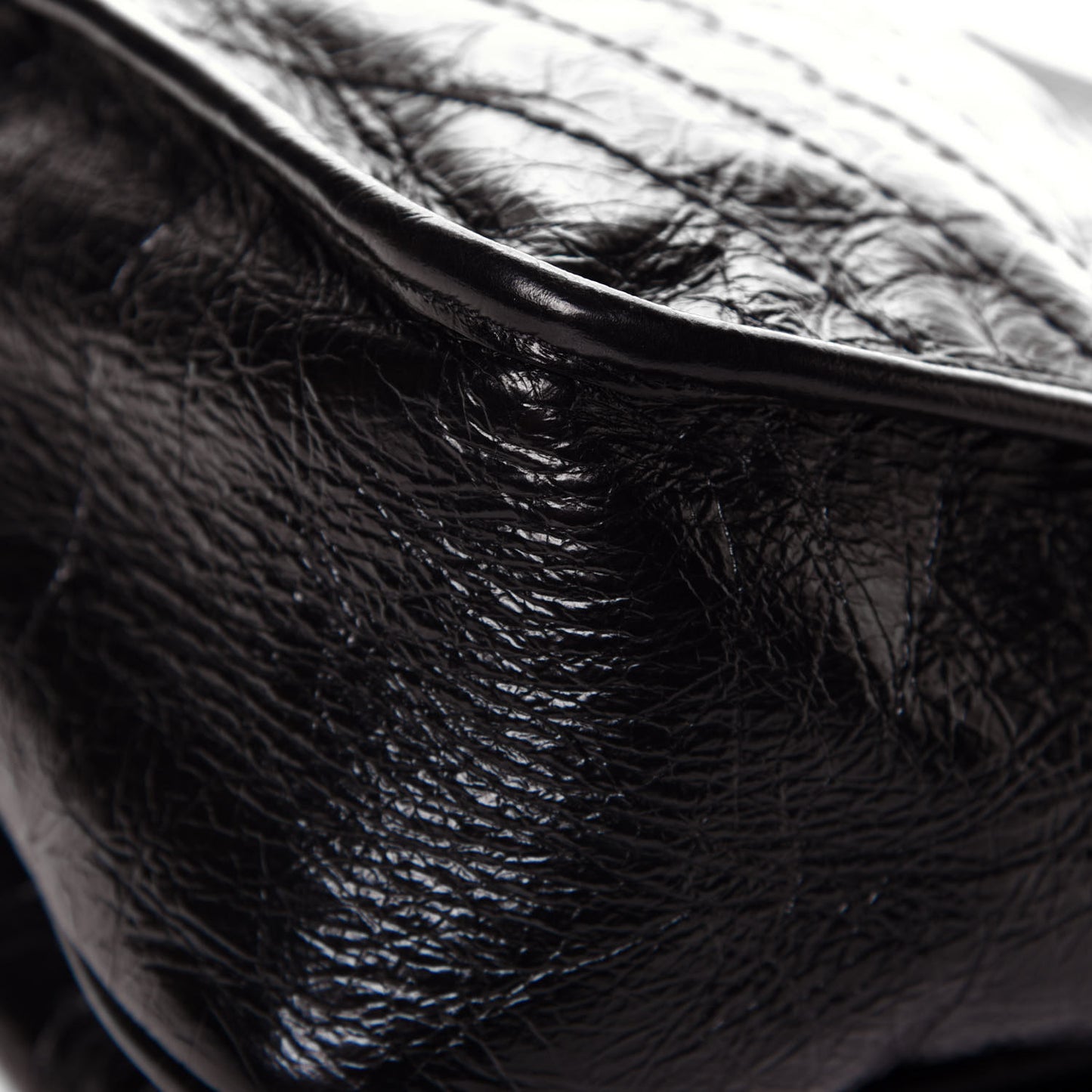 Crinkled Calfskin Matelasse Monogram Medium Niki Chain Satchel Black