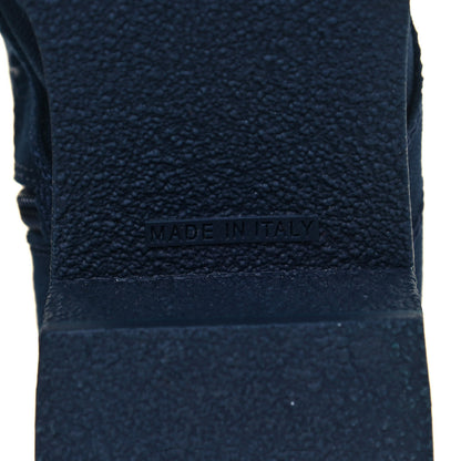 Chanel Fabric Lace Up Combat Boots 40 Navy Blue 7 of 8