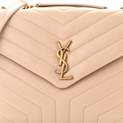 Saint Laurent Calfskin Y Quilted Monogram Medium Loulou Chain Satchel Dark Beige 8 of 10