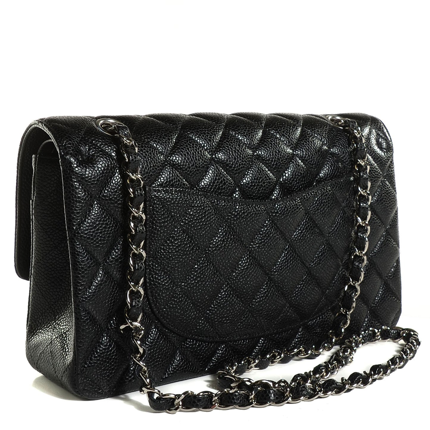 Caviar Quilted Medium Double Flap Black