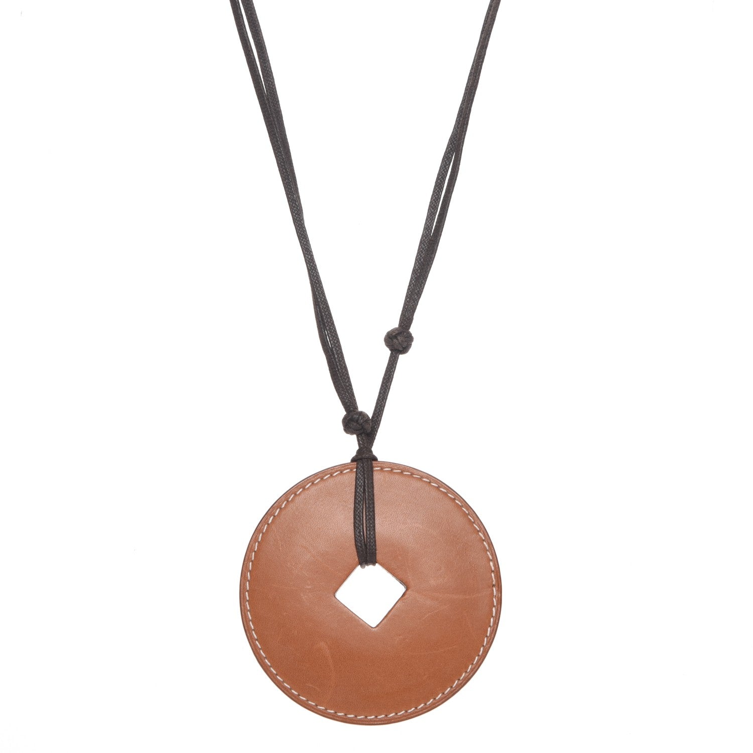 Hermes Natural Barenia Tsuba Pendant Necklace 1 of 7