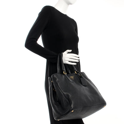Prada Vitello Daino Tote Nero Black 2 of 11
