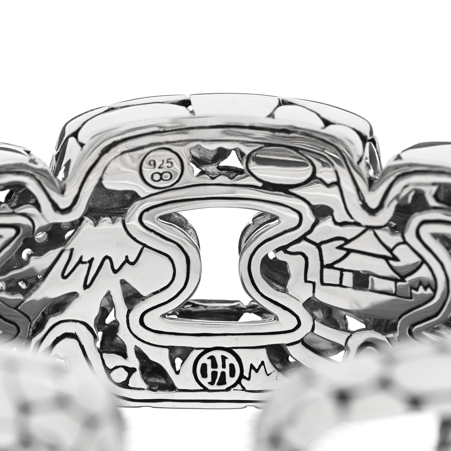 John Hardy Sterling Silver White Topaz Pebble Kick Cuff Bracelet 3 of 3