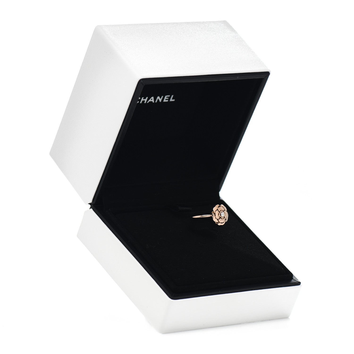 Chanel 18K Rose Gold Diamond Extrait de Camelia Ring 49 4.75 6 of 6