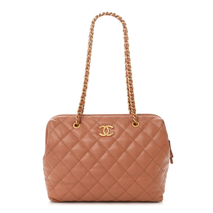 Chanel Shiny Caviar Quilted Large Bowling Bag Brown 1 of 10