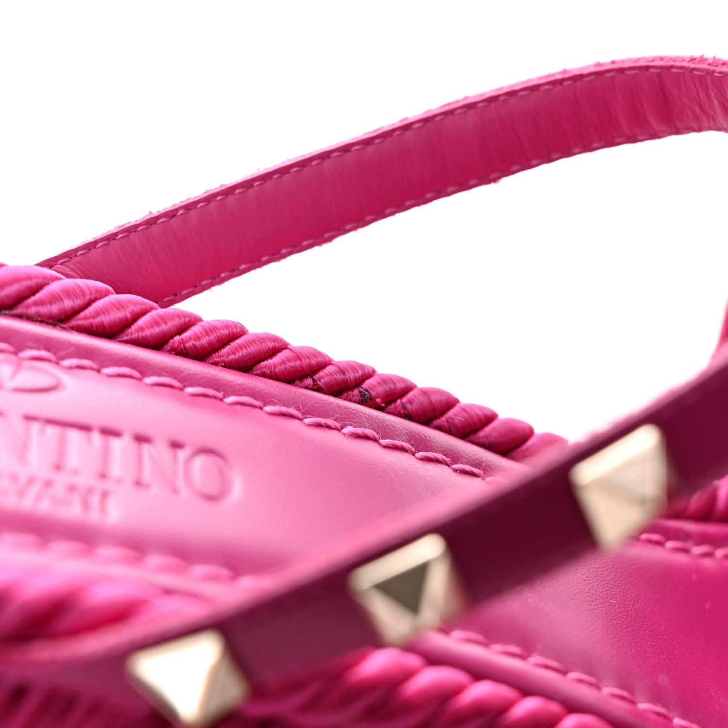 Valentino Garavani Calfskin Silk Rockstud Torchon Espadrille Wedge 25/95mm Slide Sandals 37 Rose Violet 9 of 16