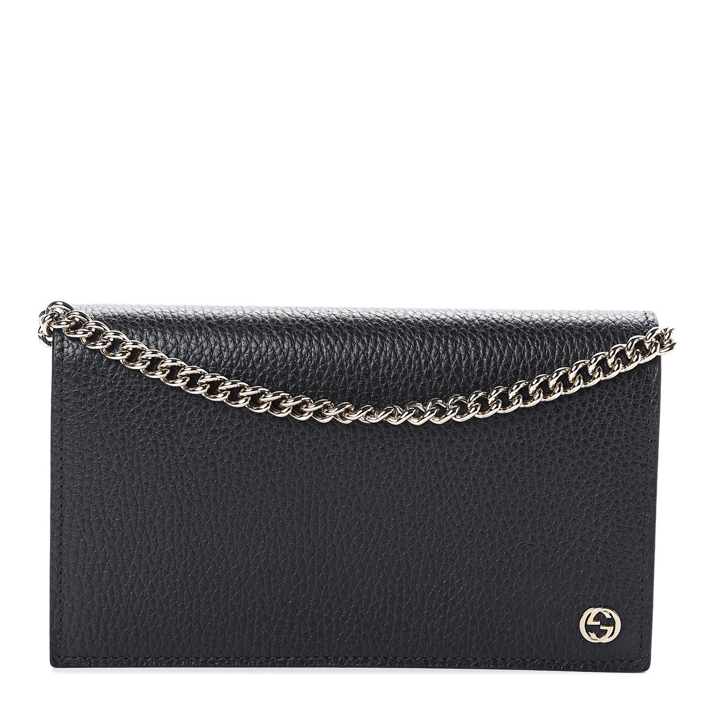 Dollar Calfskin Medium Betty Chain Wallet Black