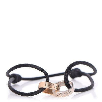 Cartier 18K White Pink Gold Charity LOVE Adjustable Cord Bracelet Black 1 of 7