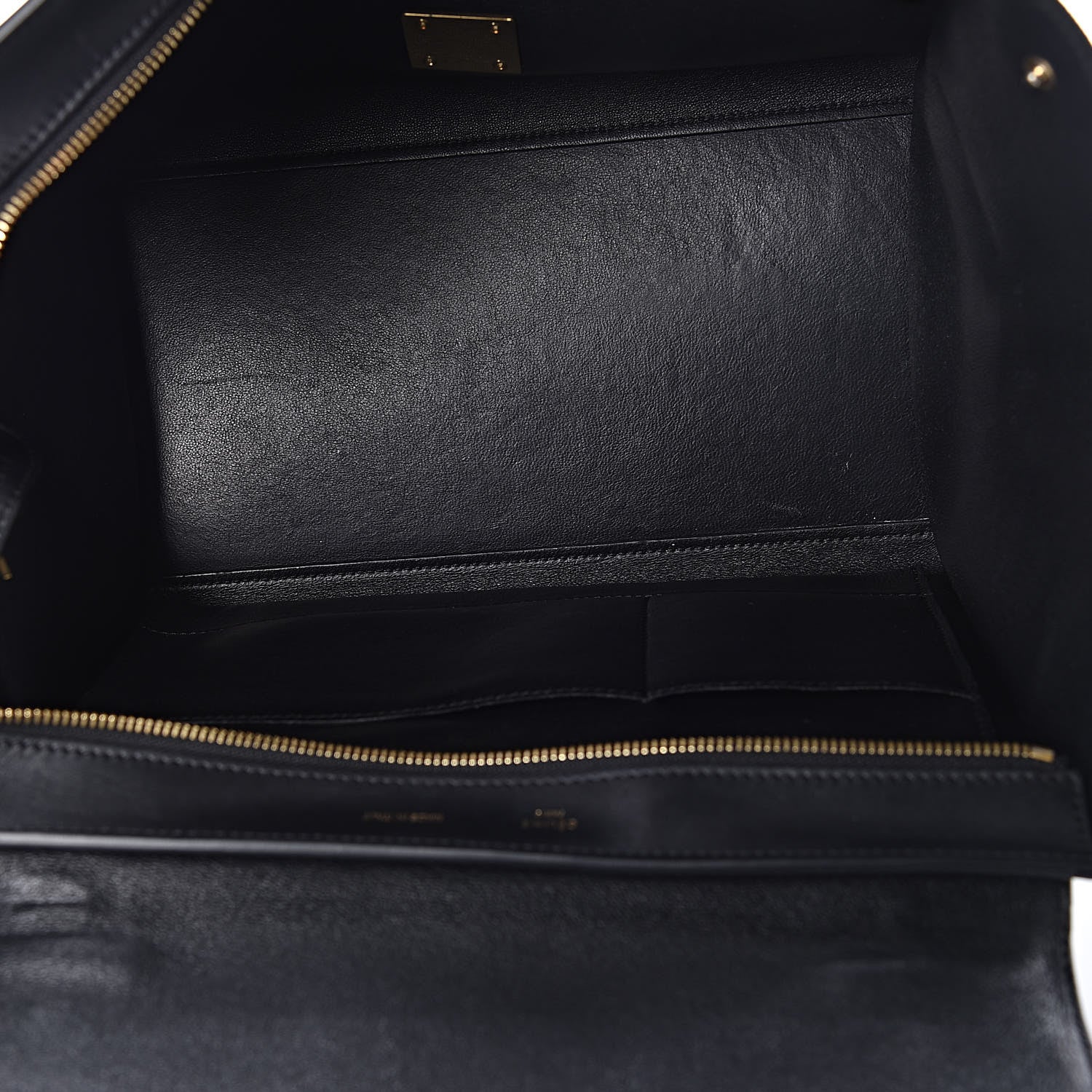 Celine Crocodile Embossed Calfskin Suede Medium Trapeze Black 5 of 9