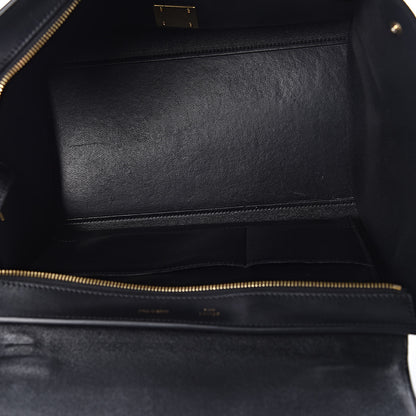 Celine Crocodile Embossed Calfskin Suede Medium Trapeze Black 5 of 9