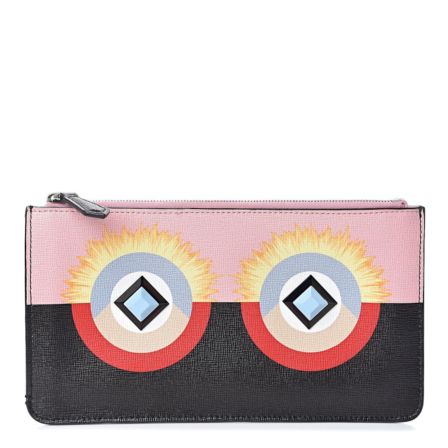 Vitello Elite Century Hypnoteyes Studded Zip Pouch Bubblegum Multicolor