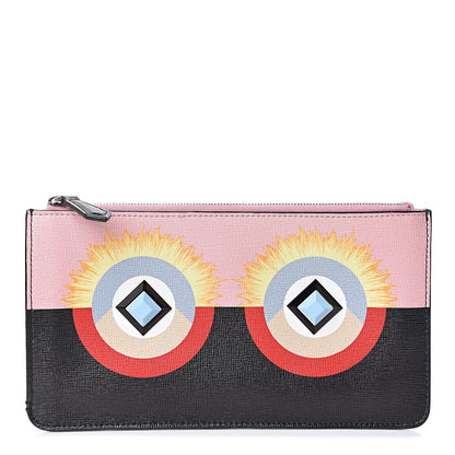 Fendi Vitello Elite Century Hypnoteyes Studded Zip Pouch Bubblegum Multicolor 1 of 7