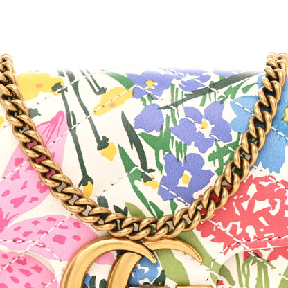 Gucci X KEN SCOTT Calfskin Matelasse Floral Print Super Mini GG Marmont Shoulder Bag Ivory Pink 8 of 10