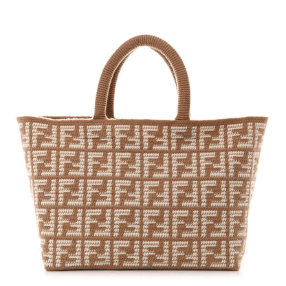 Fendi Cashmere Knit FF Large Shopper Tote Cammello 1 of 10