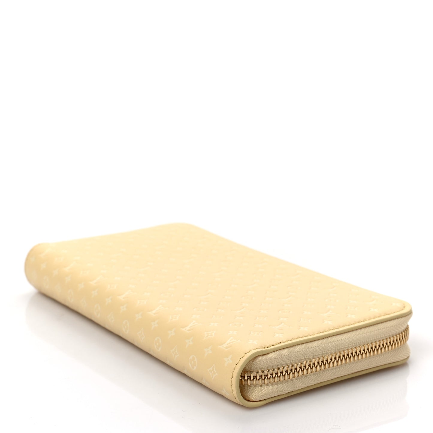 Calfskin Nanogram Embossed Zippy Wallet Jaune