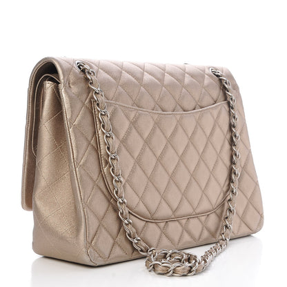 Chanel Metallic Lambskin Quilted Maxi Double Flap Light Gold 4 of 8