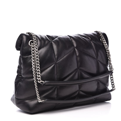 Saint Laurent Lambskin Quilted Medium Loulou Puffer Monogram Chain Satchel Black 3 of 11