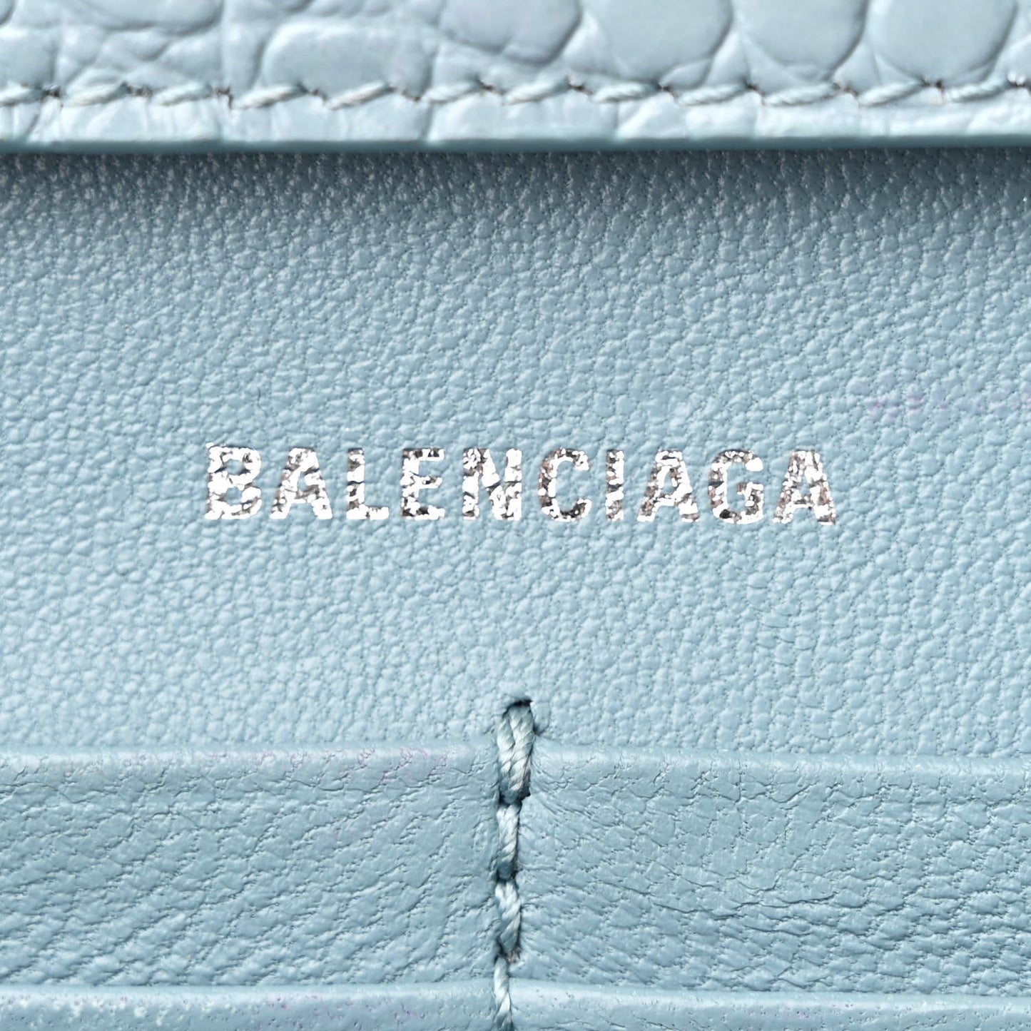 Shiny Calfskin Crocodile Embossed Hourglass Chain Bag Blue Grey