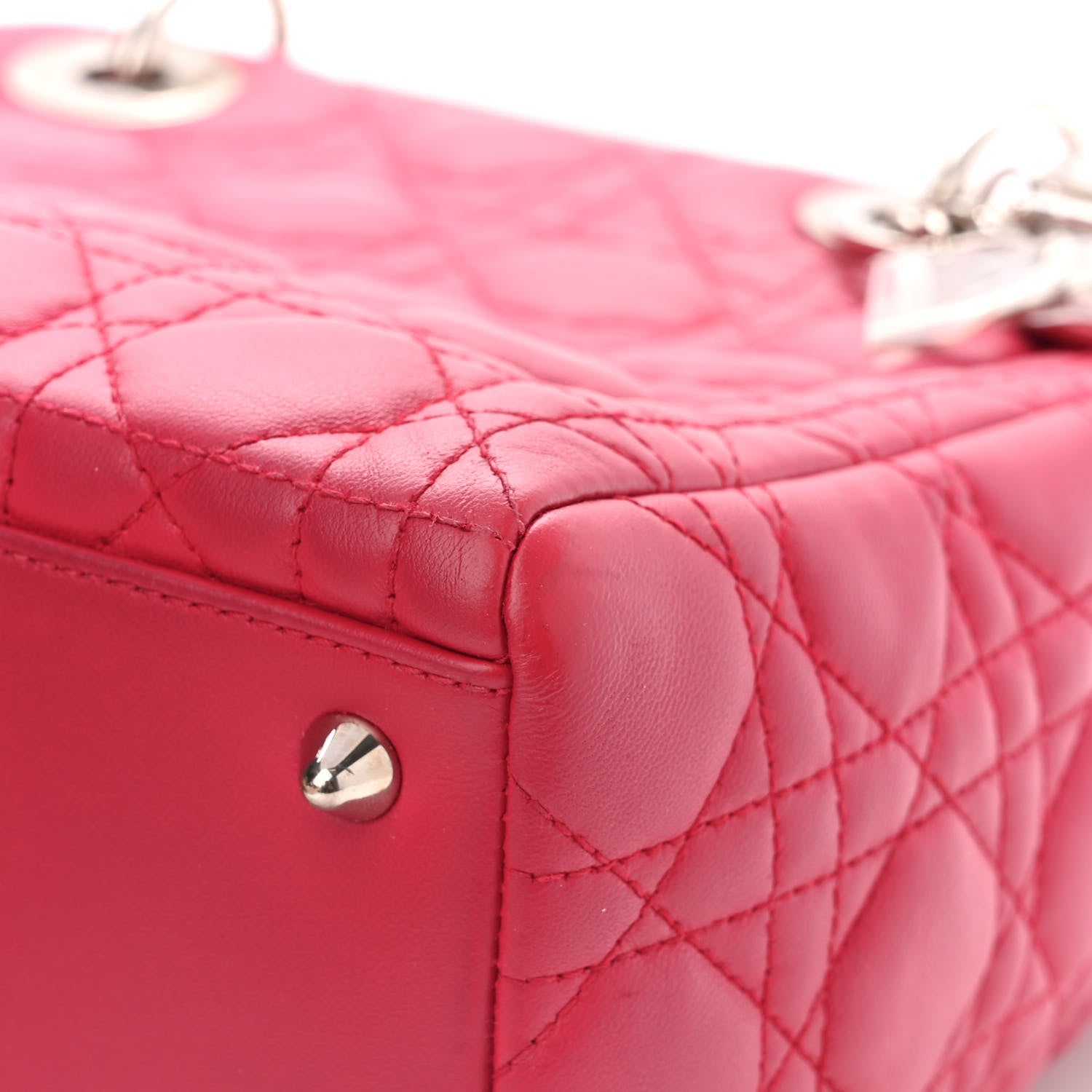 Christian Dior Lambskin Cannage Medium Lady Dior Fuchsia 9 of 14